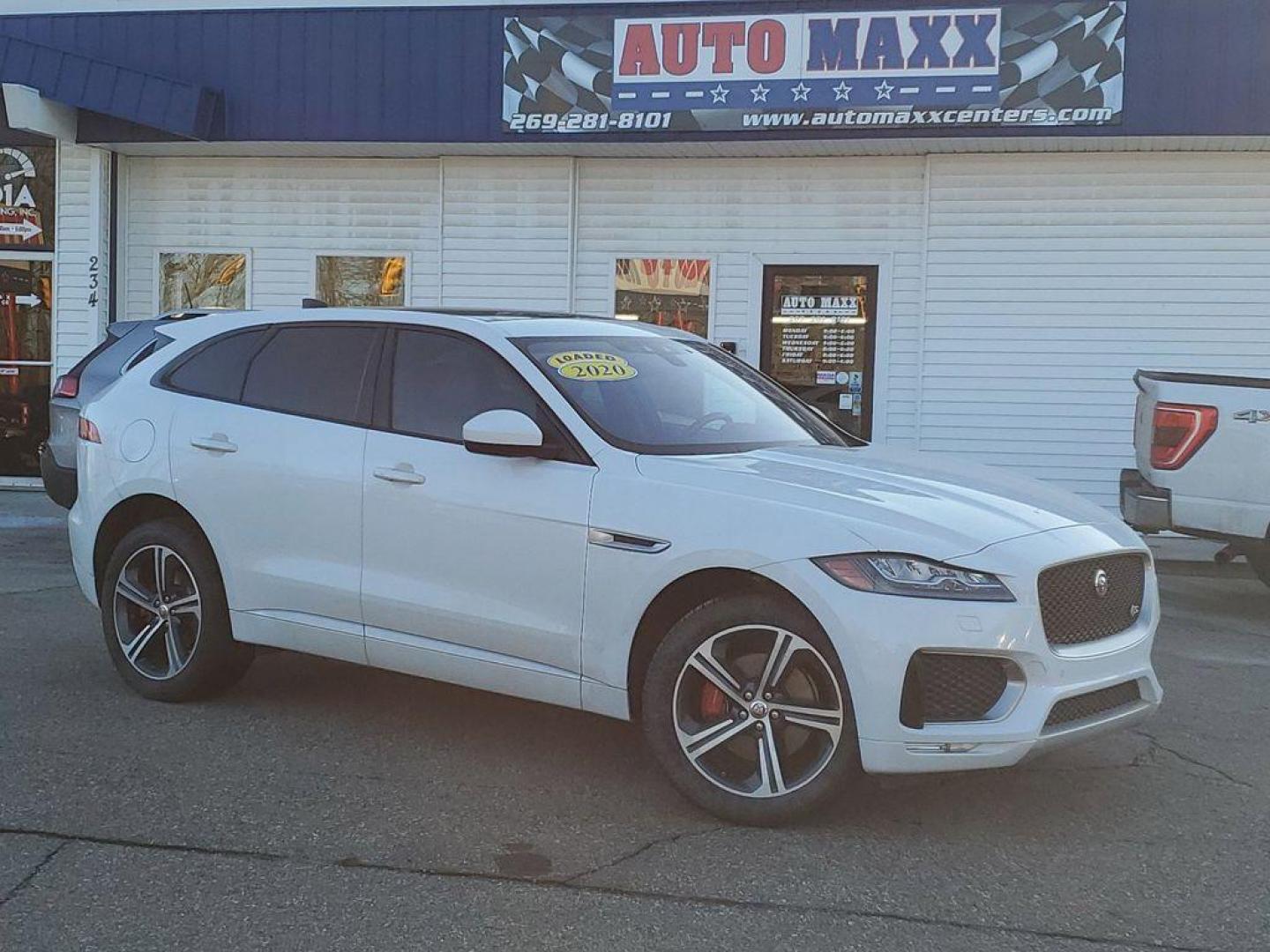 2020 Meribel White Pearl Satin /Ebony/Light Oyster Stitch Jaguar F-Pace S (SADCM2FVXLA) with an 3.0L V6 DOHC 24V SUPERCHARGED engine, 8A transmission, located at 6064 Gull Rd, Kalamazoo, MI, 49048, (269) 222-0088, 42.328388, -85.512924 - **Equipment listed is based on original vehicle build and subject to change. Please confirm the accuracy of the included equipment by calling the dealer prior to purchase.** - Photo#0