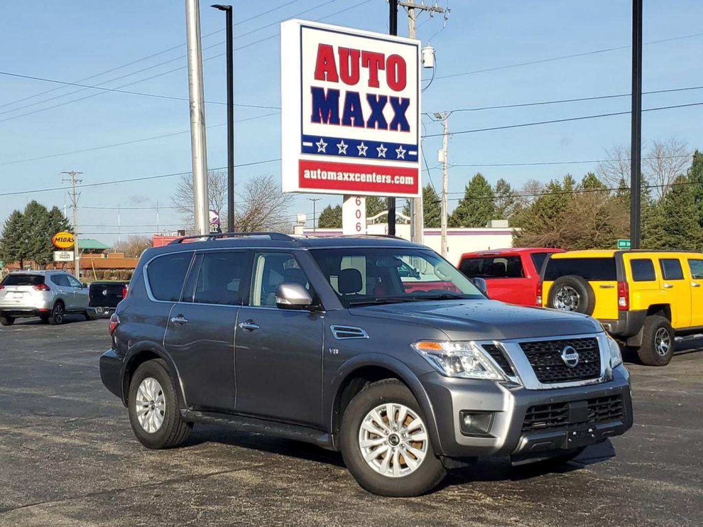 2020 Gun Metallic /BLACK Nissan Armada SL AWD (JN8AY2NC8LX) with an 5.6L V8 DOHC 32V engine, 7A transmission, located at 6064 Gull Rd, Kalamazoo, MI, 49048, (269) 222-0088, 42.328388, -85.512924 - Discover the power and versatility of the 2020 Nissan Armada, now available at an unbeatable price. This exceptional full-size SUV is equipped with a robust 4WD system and a commanding V8, 5.6L engine, delivering impressive performance both on and off the road. Whether you're navigating city streets - Photo#0